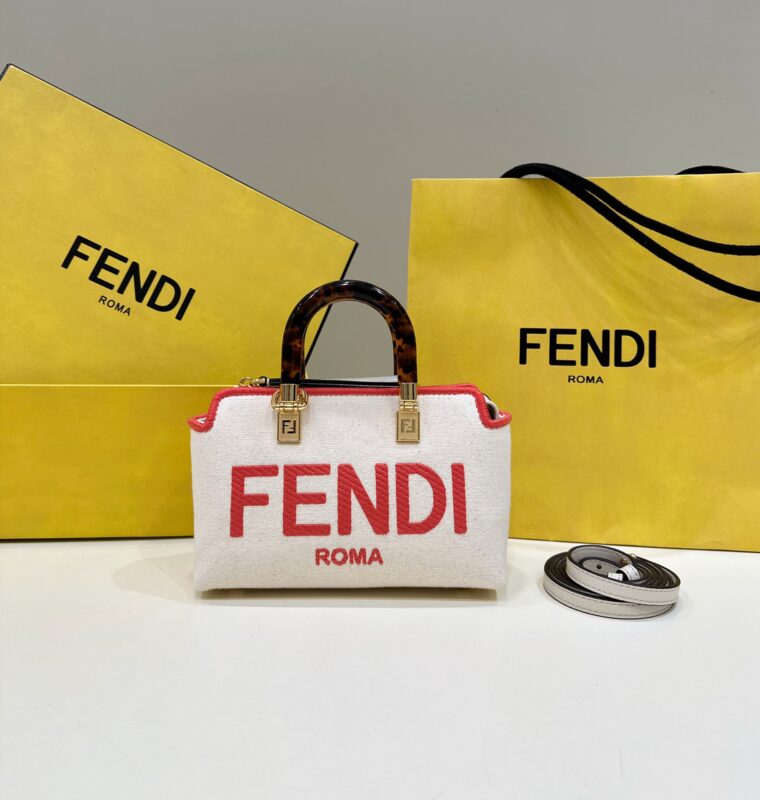 Replica Fendi By The Way Boston Red White - 1:1 designer replica handbag