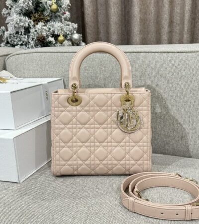 Replica Lady Dior Medium Powder Pink - high-quality designer bag clone