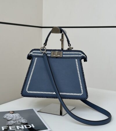 Replica Fendi Peekaboo Dark Blue - 1:1 designer replica handbag