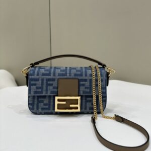 Replica Fendi Baguette Small Dark Bue Denim - high-end fake designer purse