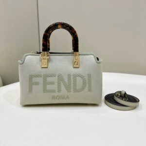 Replica Fendi By The Way Boston Beige Cotton - 1:1 designer replica handbag