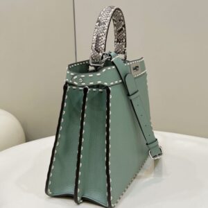 Replica Fendi Peekaboo Green Python Handle - top-rated replica designer bag
