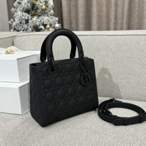 Replica Lady Dior Medium Ultramatte Black - near-authentic luxury replica handbag