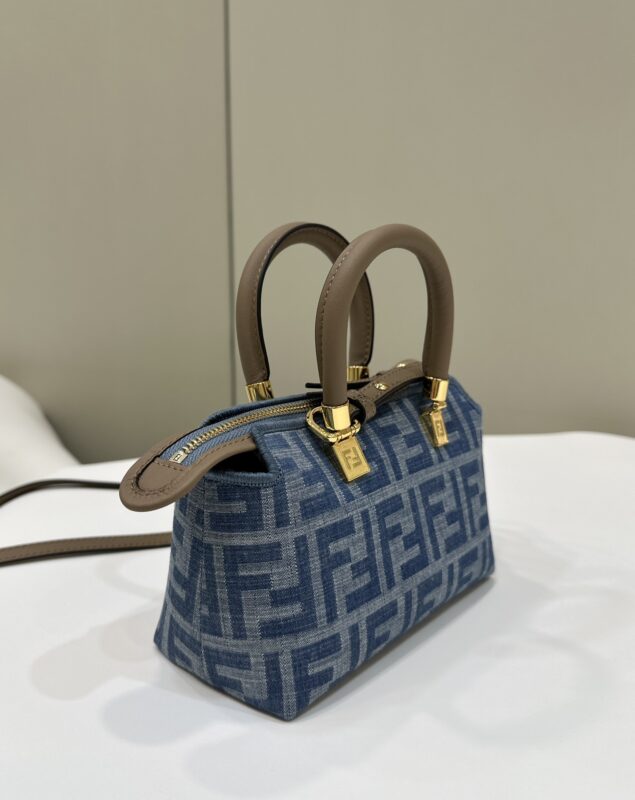 Replica Fendi By The Way Boston Blue Denim - near-authentic luxury replica handbag
