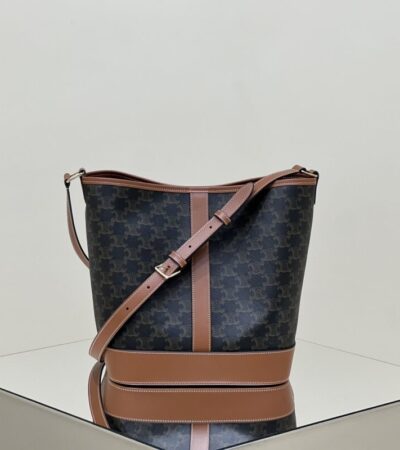 Replica Celine Triomphe Bucket Brown - top-rated replica designer bag