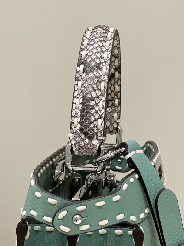 Replica Fendi Peekaboo Green Python Handle - authentic-look luxury purse replica