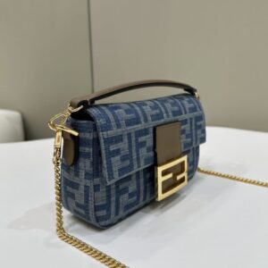 Replica Fendi Baguette Small Dark Bue Denim - authentic-look luxury purse replica