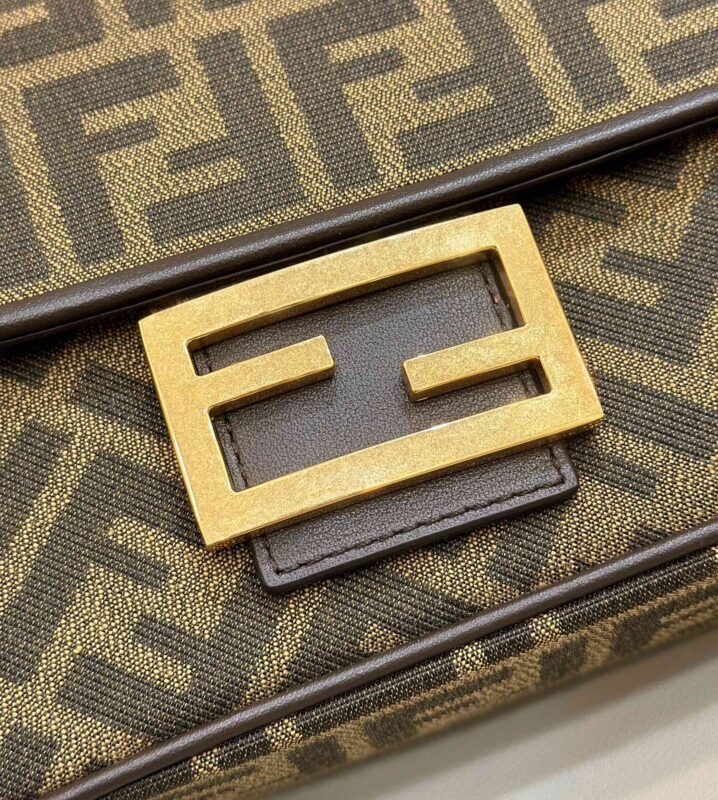 Replica Fendi Baguette Sliding Chain FF Brown - high-accuracy replica luxury purse
