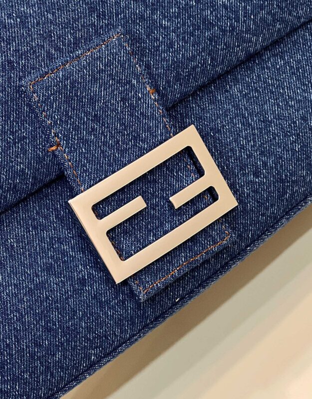Replica Fendi Baguette Full Blue Denim - high-quality designer bag clone