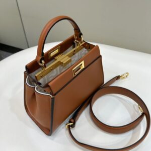 Replica Fendi Peekaboo Medium Brown - top-tier luxury replica shoulder bag