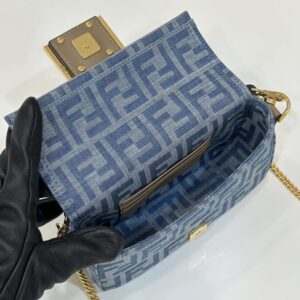 Replica Fendi Baguette Small Dark Bue Denim - near-authentic luxury replica handbag