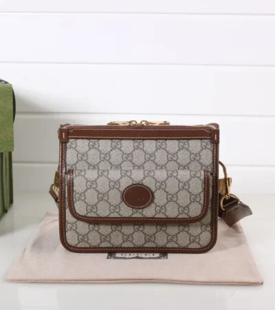 Replica GUCCI MESSENGER BAG WITH INTERLOCKING - premium-grade designer purse dupe