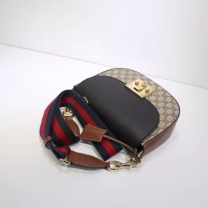 Replica GUCCI Supreme Monogram Web Medium Padlock Messenger Shoulder Bag - premium 1:1 fake handbag model