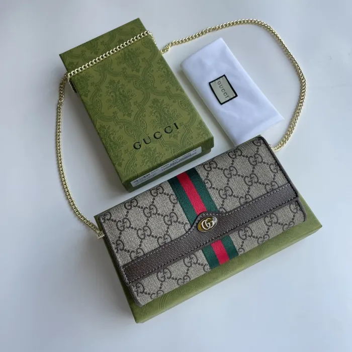 Replica GUCCI OPHIDIA GG CHAIN WALLET - high-quality designer bag clone