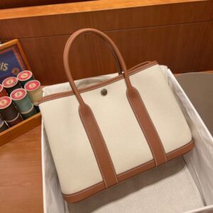 Replica Hermes Garden Party 30cm Beige Canvas - authentic-look luxury purse replica