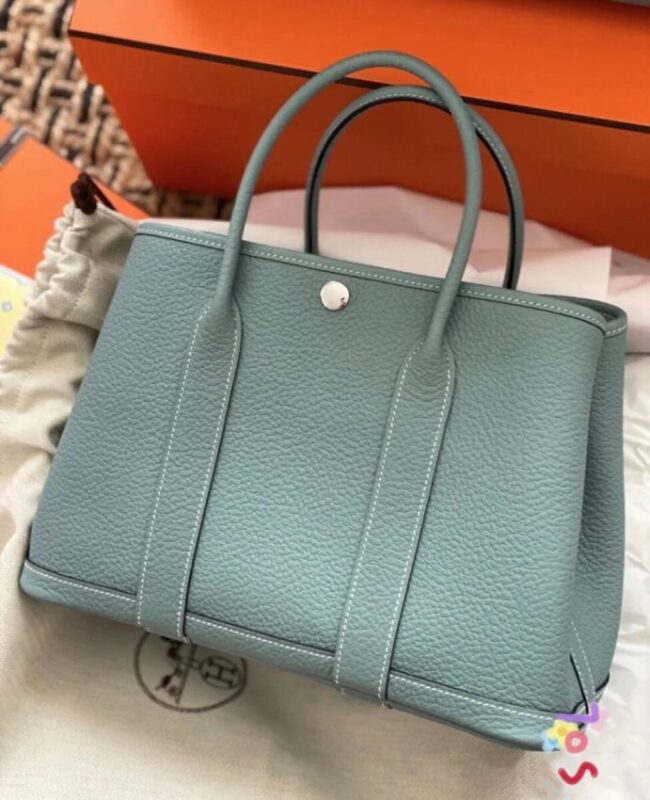 Replica Hermes Garden Party 30cm Azure Ciel - best quality luxury bag dupe