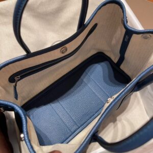 Replica Hermes Garden Party 30cm Ocean Blue - premium 1:1 fake handbag model