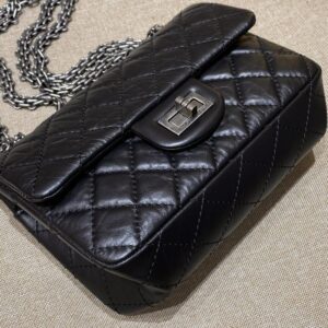 Replica CHANEL 2.55 Mini Bag Black Silver - top-rated replica designer bag