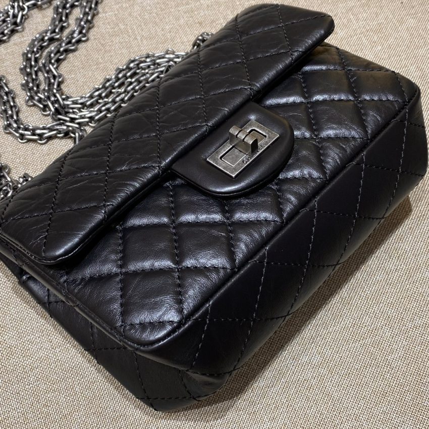 Replica CHANEL 2.55 Mini Bag Black Silver - top-rated replica designer bag