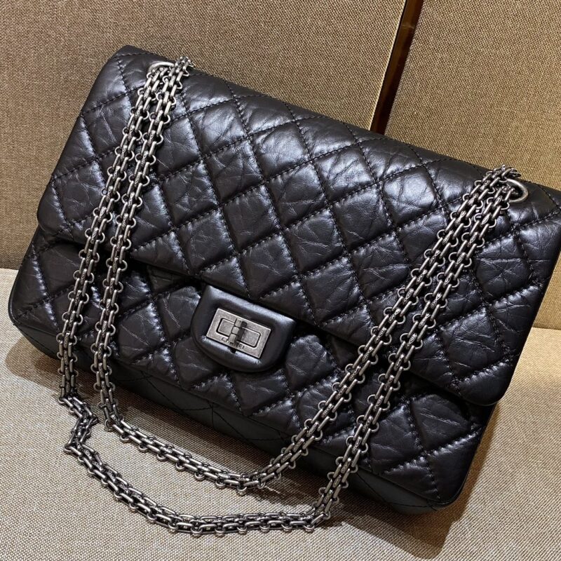 Replica CHANEL 2.55 Bag Black Silver - near-authentic luxury replica handbag