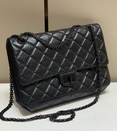 Replica CHANEL 2.55 Bag Large Black - realistic designer-inspired fake bag