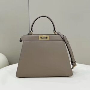 Replica Fendi Peekaboo With Patch Pocket Beige - premium 1:1 fake handbag model