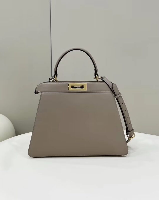 Replica Fendi Peekaboo With Patch Pocket Beige - premium 1:1 fake handbag model