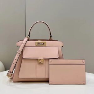 Replica Fendi Peekaboo With Patch Pocket Pink - 1:1 designer replica handbag