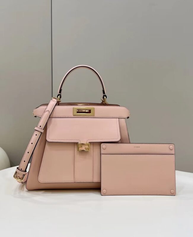 Replica Fendi Peekaboo With Patch Pocket Pink - 1:1 designer replica handbag