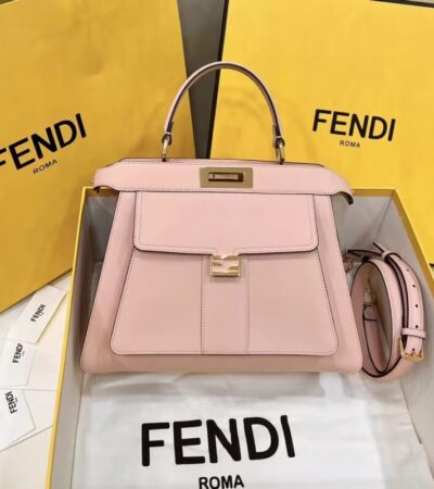 Replica Fendi Peekaboo With Patch Pocket Pink - near-authentic luxury replica handbag