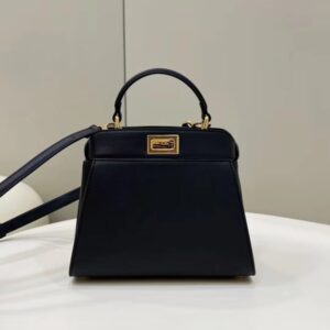 Replica Fendi Peekaboo With Patch Pocket Black - ultra-realistic fake designer tote