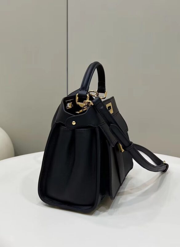 Replica Fendi Peekaboo With Patch Pocket Black - best quality luxury bag dupe