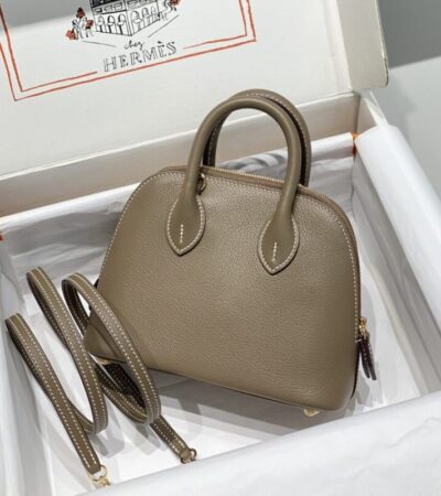 Replica Hermes Mini Bolide - Elephant Gray - premium 1:1 fake handbag model