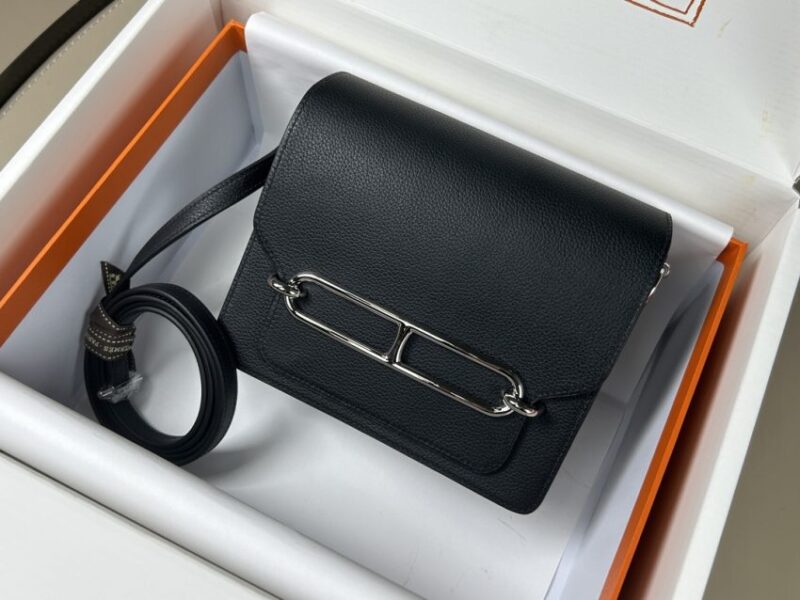 Replica Hermes Sac Roulis Black - authentic-look luxury purse replica