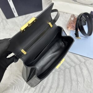 Replica Prada Triangle Leather Handbag Black - high-accuracy replica luxury purse