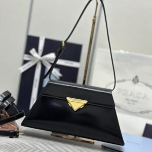 Replica Prada Triangle Leather Handbag Black - 1:1 designer replica handbag