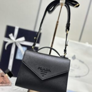 Replica Prada Saffiano Black Envelope - premium 1:1 fake handbag model