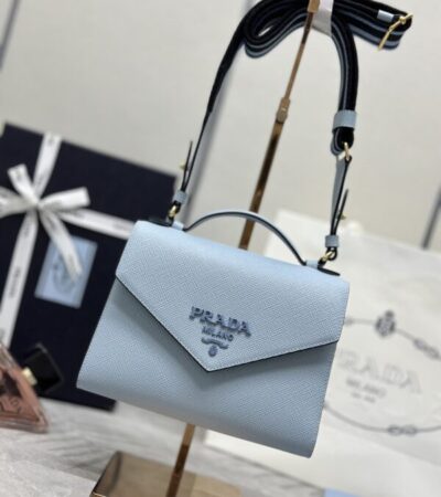 Replica Prada Saffiano Blue Envelope - high-accuracy replica luxury purse