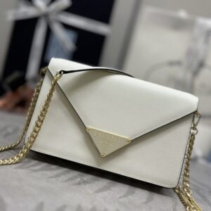 Replica Prada Saffiano White Small Envelope - top-rated replica designer bag