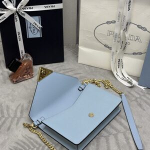 Replica Prada Saffiano Blue Small Envelope - high-end fake designer purse