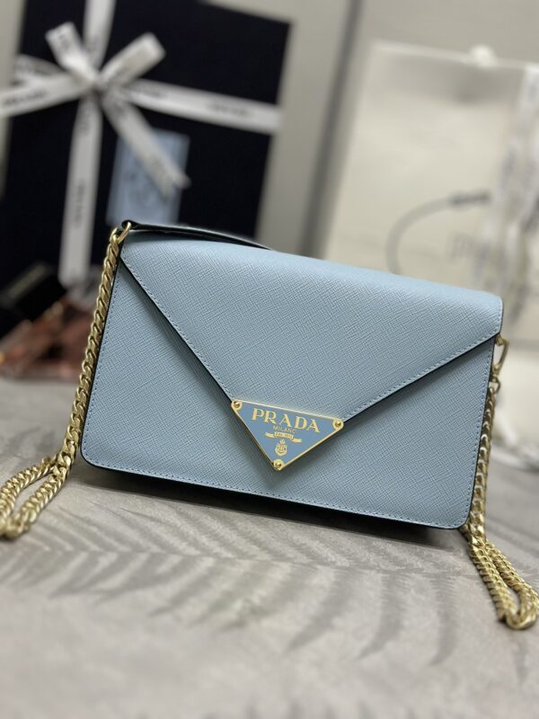Replica Prada Saffiano Blue Small Envelope - best quality luxury bag dupe