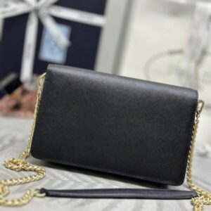 Replica Prada Saffiano Black Small Envelope - premium-grade designer purse dupe