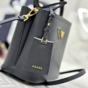 Replica Prada Saffiano Black Bucket Black - premium 1:1 fake handbag model