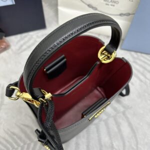 Replica Prada Saffiano Black Bucket Black - best quality luxury bag dupe