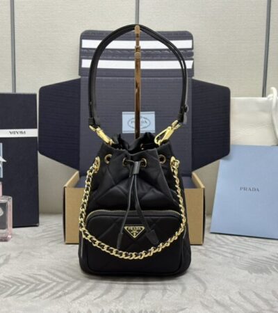 Replica Prada Black Re-Nylon Bucket Bag - high-end fake designer purse