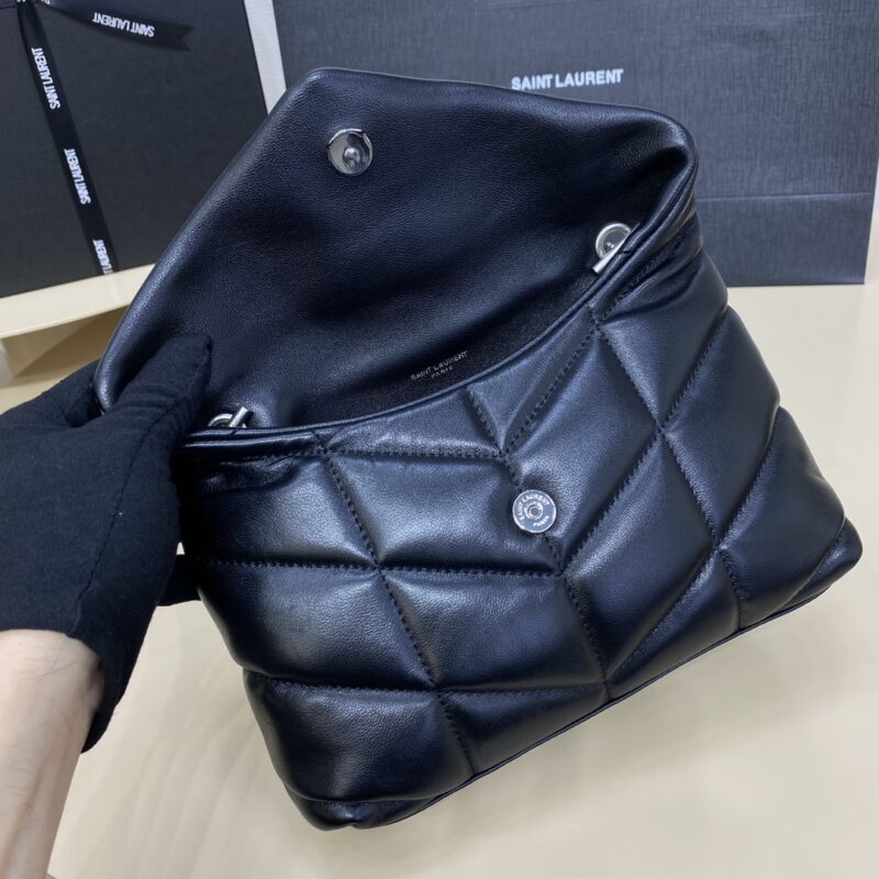 Replica YSL Loulou Black Puffer Silver - near-authentic luxury replica handbag
