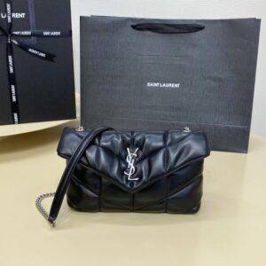 Replica YSL Loulou Black Puffer Silver - high-end fake designer purse