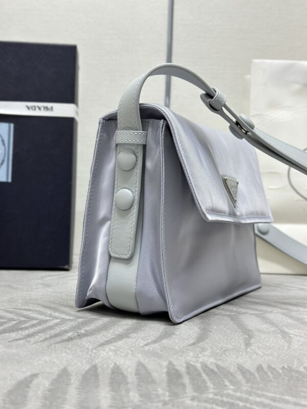 Replica Prada Re-Nylon Shoulder Bag Ice Grey - authentic-look luxury purse replica