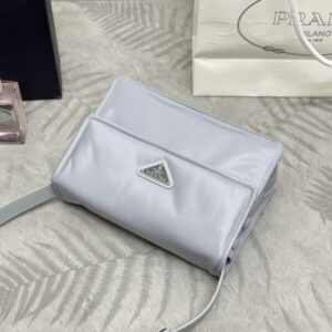 Replica Prada Re-Nylon Shoulder Bag Ice Grey - near-authentic luxury replica handbag