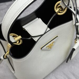 Replica Prada Saffiano Black Bucket White - best quality luxury bag dupe